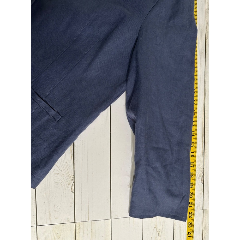 L.L.Bean Blazer Women's Blue 100% Linen Size 14 Button Up Jacket Classic - Picture 6 of 11